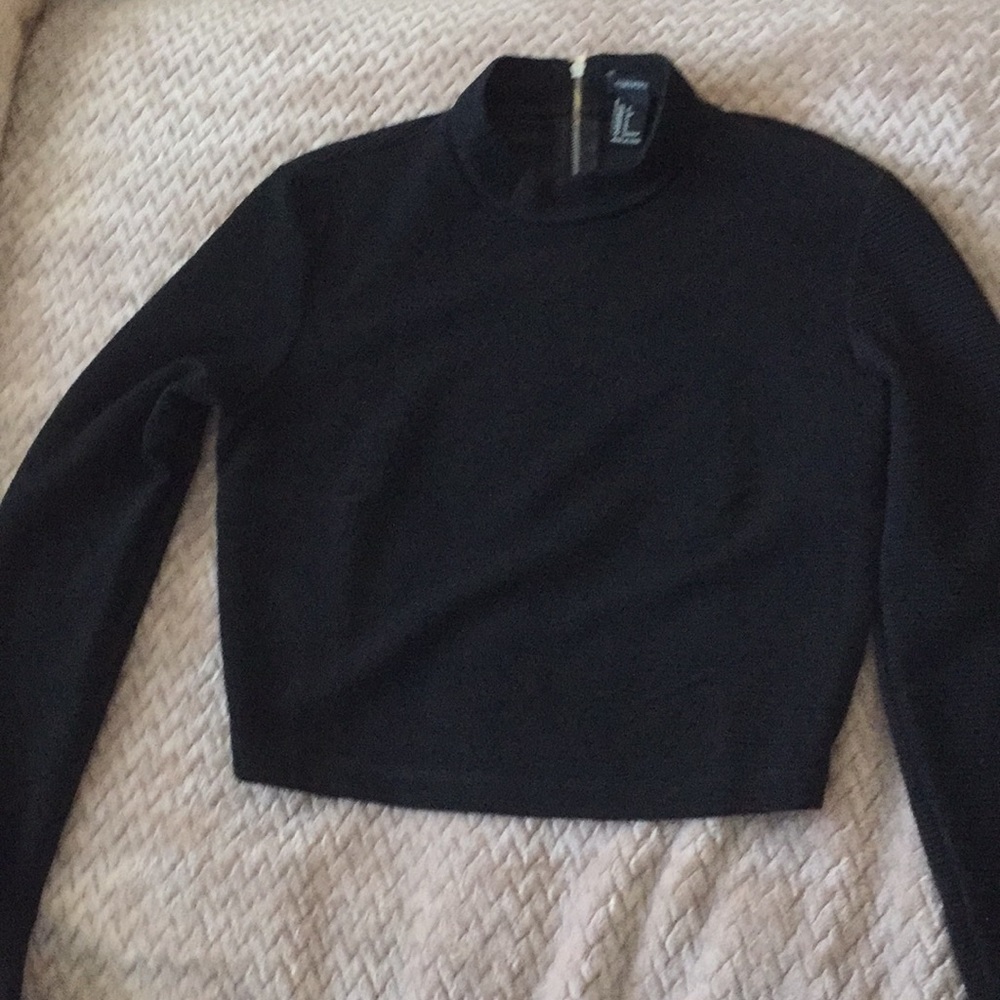 Black cropped turtle neck longsleeve